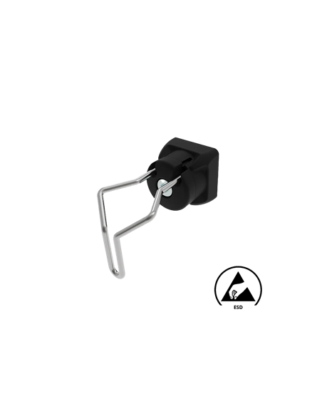 Porte serviette R8/10, PA Noir ESD, avec crochet type A 50x50, sans écrou 6TH240