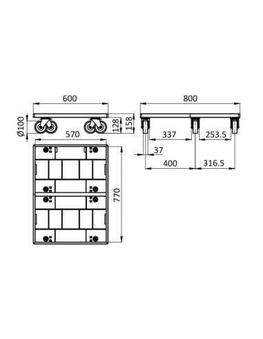 Chariot logistique à roulettes FIFO | Technic-Achat