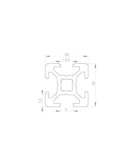 Profilé aluminium 20x20 Rainure 6 mm | Technic-achat