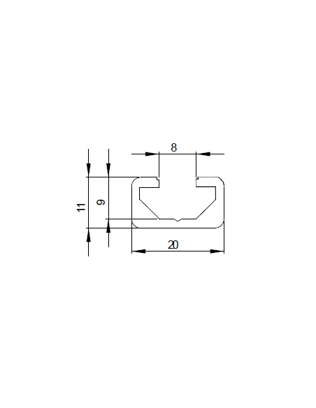 Profilé aluminium 11x20 rainure 8 mm | Technic-Achat