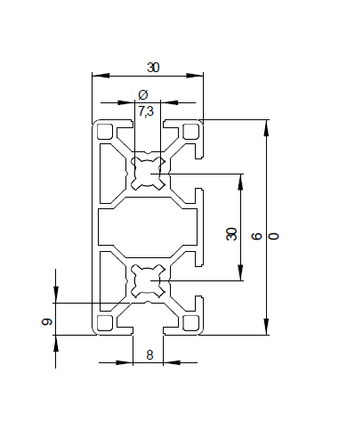 Profilé aluminium 30X60 4N  | Technic-Achat