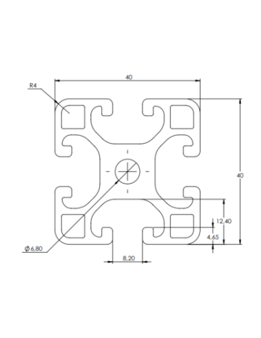 Profilé aluminium 40x40 Rainure 8 mm | Technic-Achat