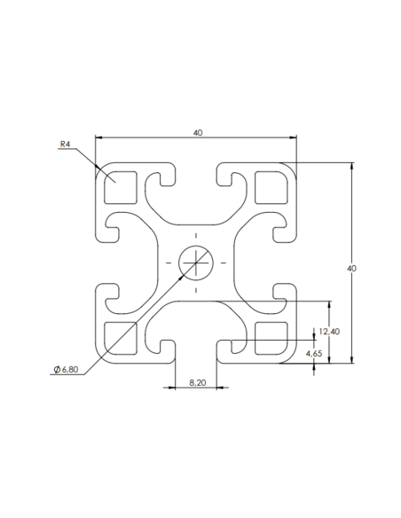 Profilé aluminium 40x40 Rainure 8 mm | Technic-Achat