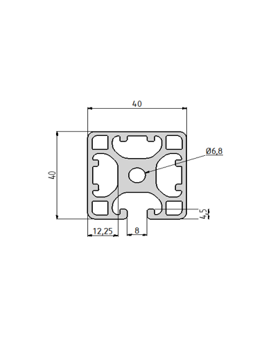 Profilé aluminium 40x40 type I  avec 1 rainure | Technic-Achat