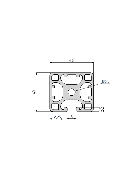 Profilé aluminium 40x40 type I  avec 1 rainure | Technic-Achat