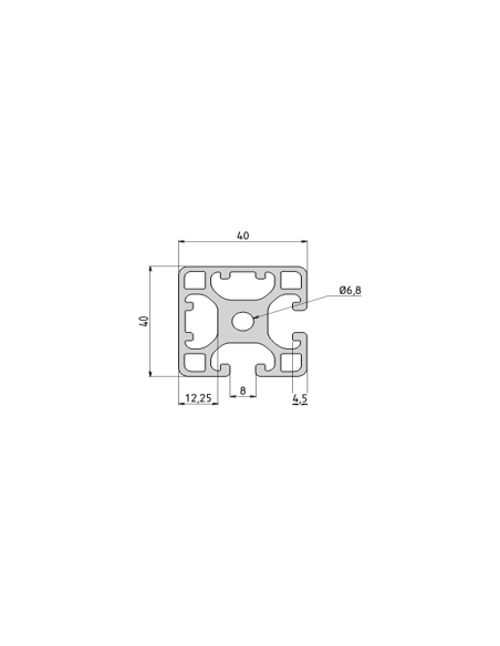 Profilé aluminium 40x40 type I  2 rainures à 90° | Technic-Achat