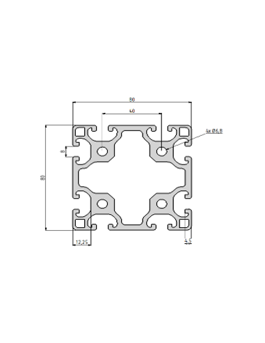 Profilé aluminium 80x80 type I en stock | Technic-Achat