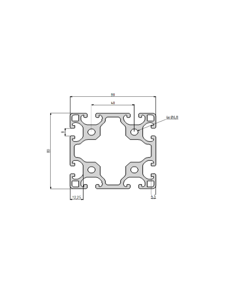 Profilé aluminium 80x80 type I en stock | Technic-Achat