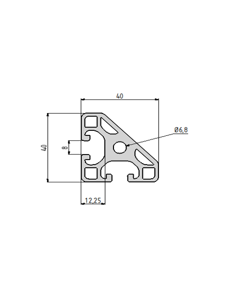 Profilé aluminium 40x40 à 45° type I en stock | Technic-Achat