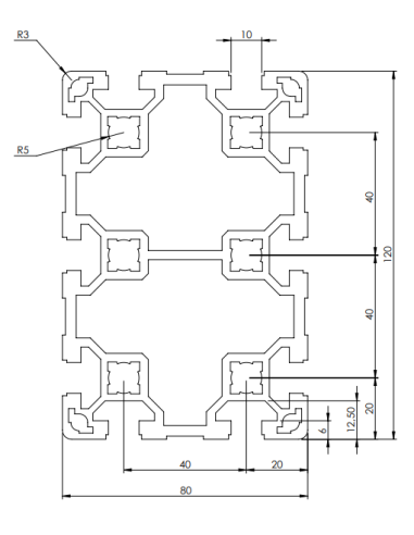 Profilé aluminium 80x120 rainure de 10 mm | Technic-Achat