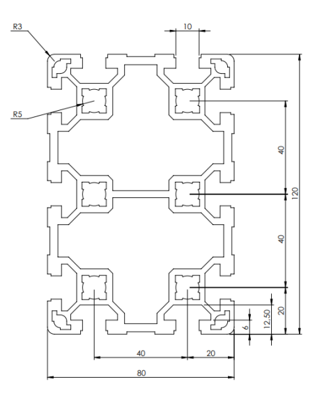 Profilé aluminium 80x120 rainure de 10 mm | Technic-Achat