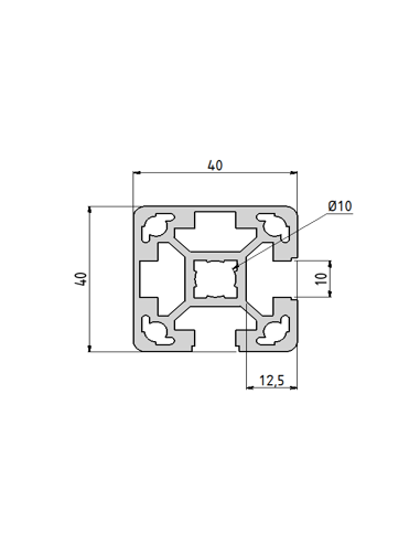 Profilé aluminium 40x40, 2 rainures à 90° | Technic-Achat