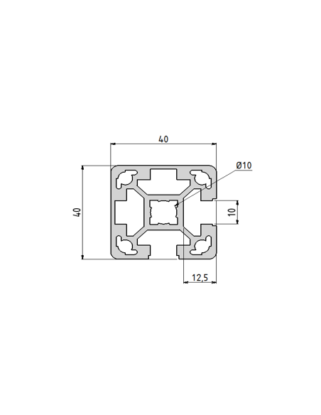Profilé aluminium 40x40, 2 rainures à 90° | Technic-Achat