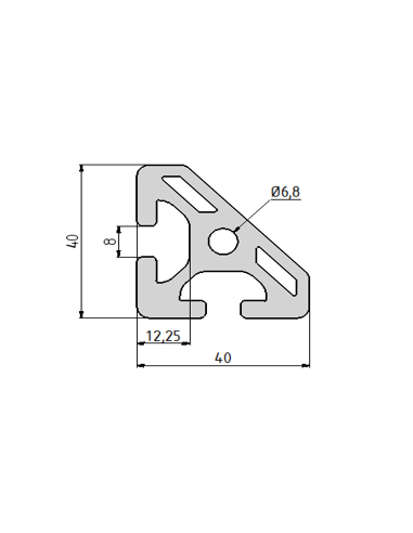 Profilé aluminium 40x40 45° Lourd type I | Technic-Achat