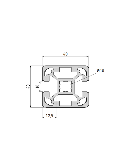 Profilé aluminium 40x40 avec 2 rainures à 180° | Technic-Achat