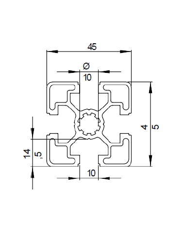 Profilé aluminium 45x45 L rainure 10 mm| Technic-achat