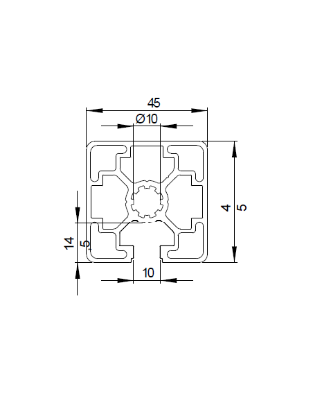 Profilé aluminium 45x45L 1N rainure 10 mm| Technic-achat