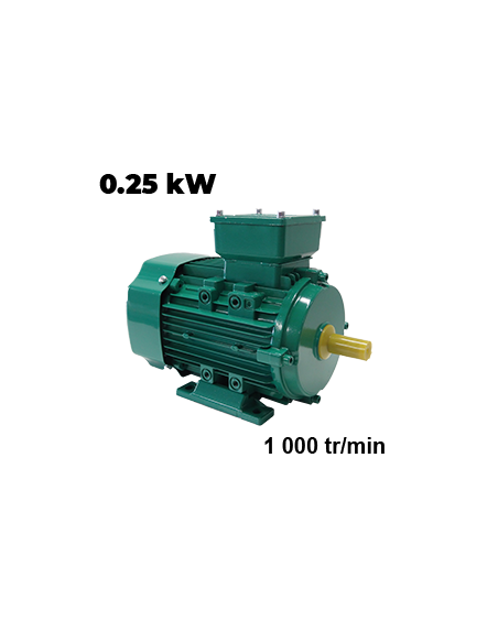 Moteur élec 220/380, 0.25Kw, 6P 1000 tr/min, B3, alu MA025A6