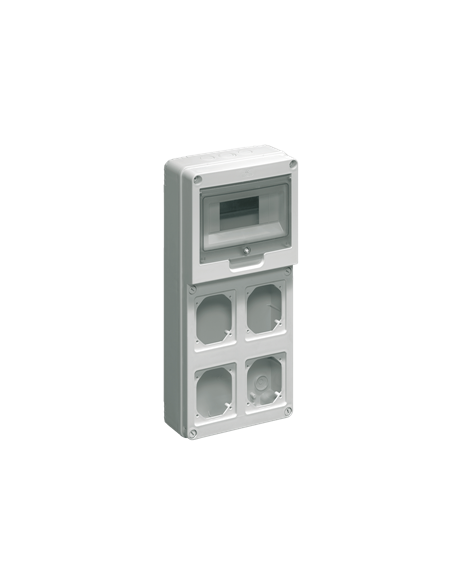 Coffret de distri 4 prises horizontales- 8 modules - A bride- 200x430x95 EC69023