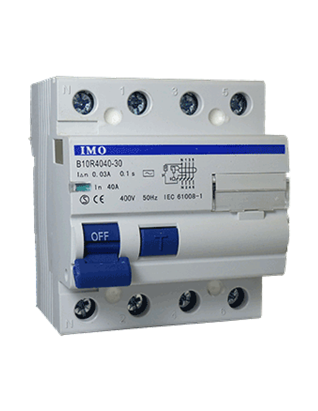 Interrupteur différentiel 10KA, 30mA, 3P+N, 40 Amp, 400VAC