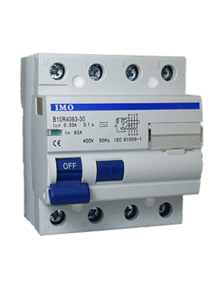 Interrupteur différentiel 10KA, 30mA, 3P+N, 63 Amp, 400VAC
