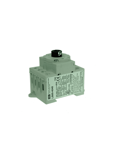 Sectionneur 4P, 20A, bouton 64, montage fond armoire ref: LB69_4020