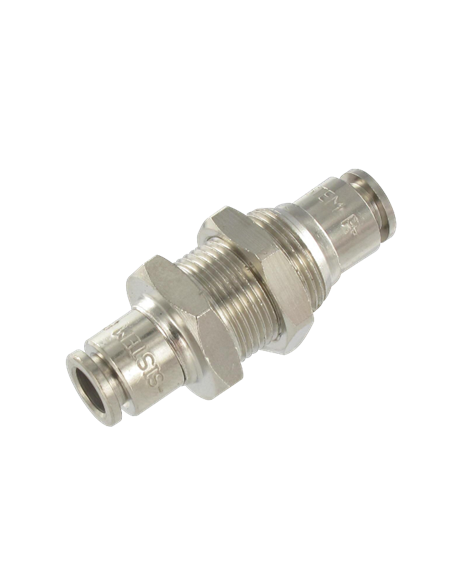 traversée de cloison nickelé double Ø6 / 80 006