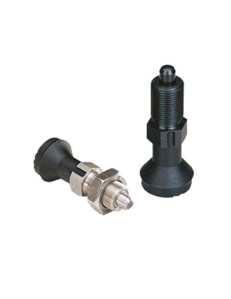 Bouton d'indexage Ø25 M12x1.5mm acier avec écrou et cran 8242