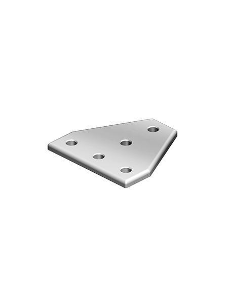 Plaque de renfort triangle en alu 5 trous 60x60mm D5 pour rainure 6 ref: TAPL6_T