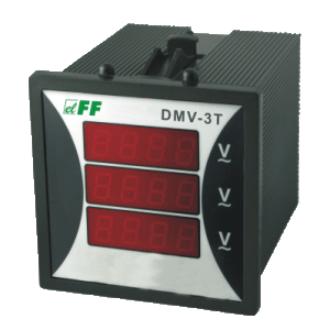 Voltmetre, 3 phases, 230V with LCD display, intervalle 3x0 à 400 DMV-3T
