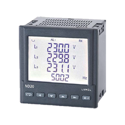 Wattmetre ND20 triphasé230/400V 5A V, I, P (Q, S), F, PF, THD RS485 alim 230 AC